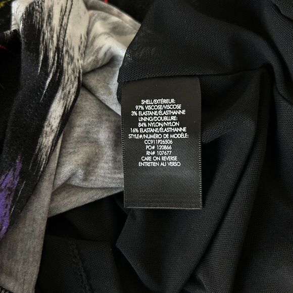 Alice + Olivia Delora Black Midi Dress in Abstract Multi Color Print Size 4 - Picture 5 of 5